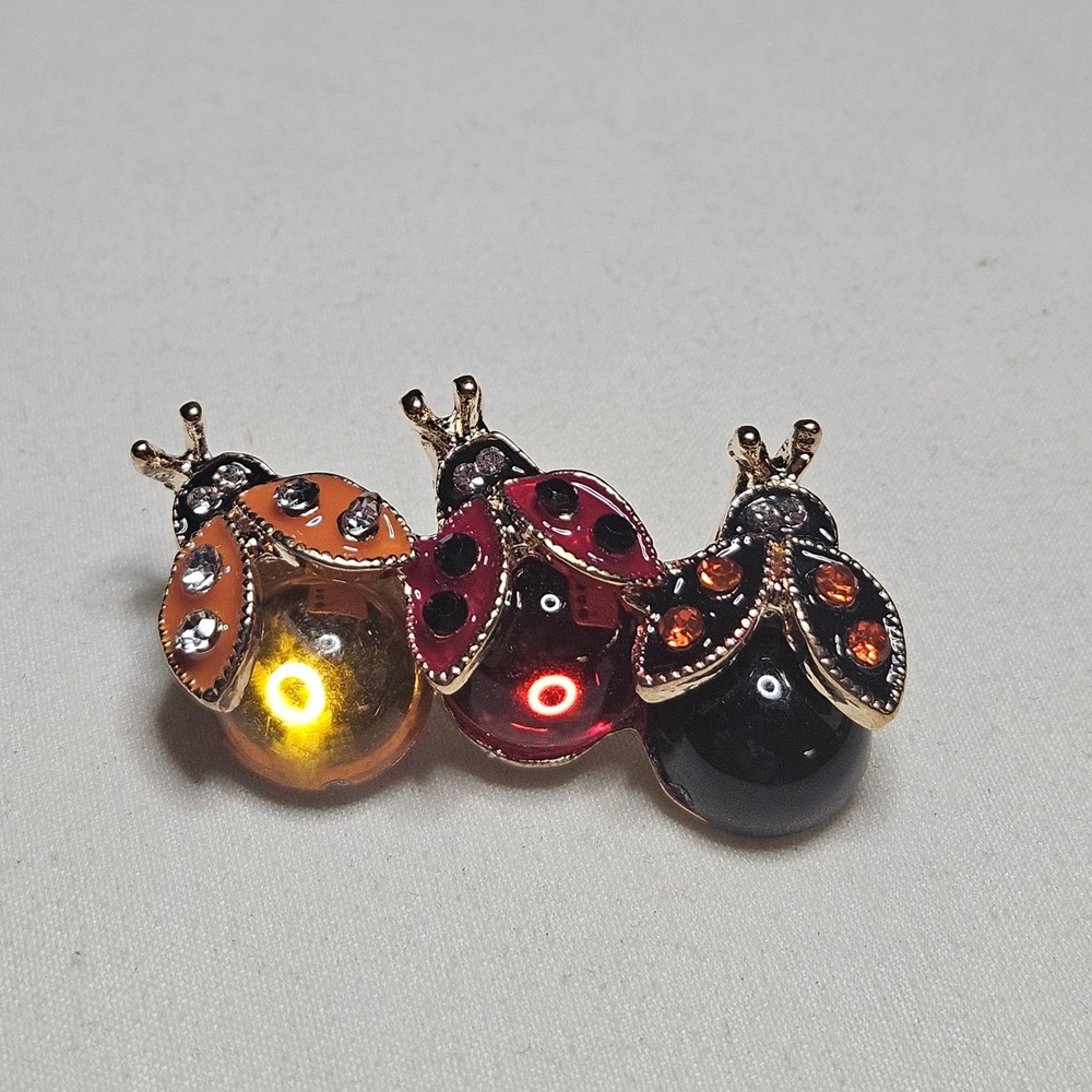 Ladybug Brooch Pin Women OS Multicolor Rhinestone Enamel Insect Vibe - Picture 5 of 5